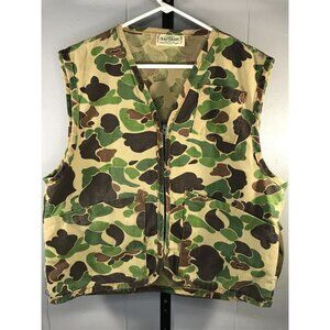 Vintage SafTBak Duck Camo Frog Skin Hunting Fishing Vest Zip-Up Outdoors Size M